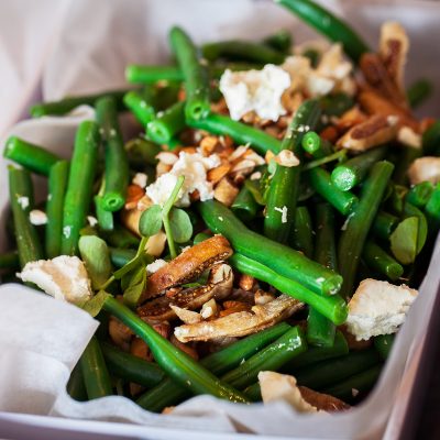a bowl of green bean salad